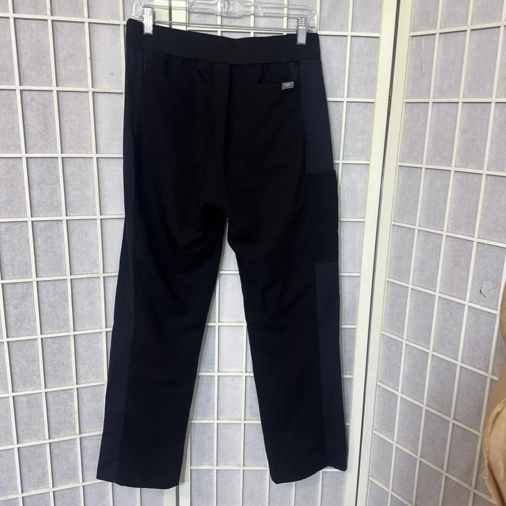 FIGS Black Blue Stripe Panel Cargo Knit Scrub Pants Medical Polyester Size P/S